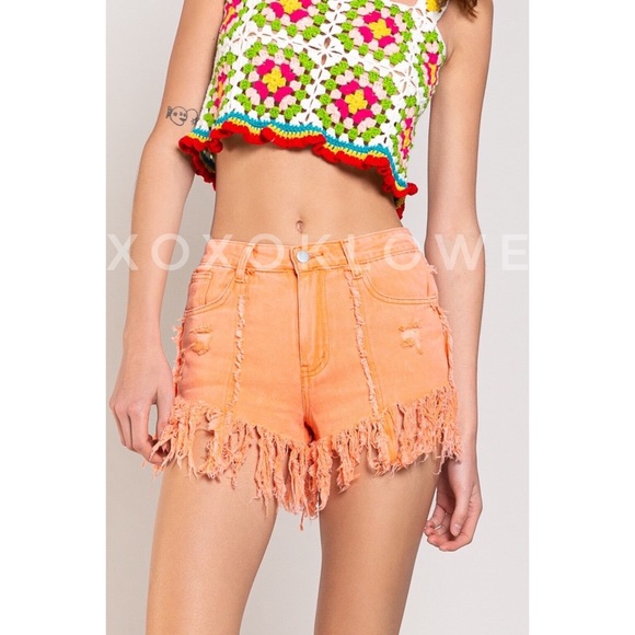 Bling Bling Sequin Denim Fringe Shorts - Picture 12 of 15